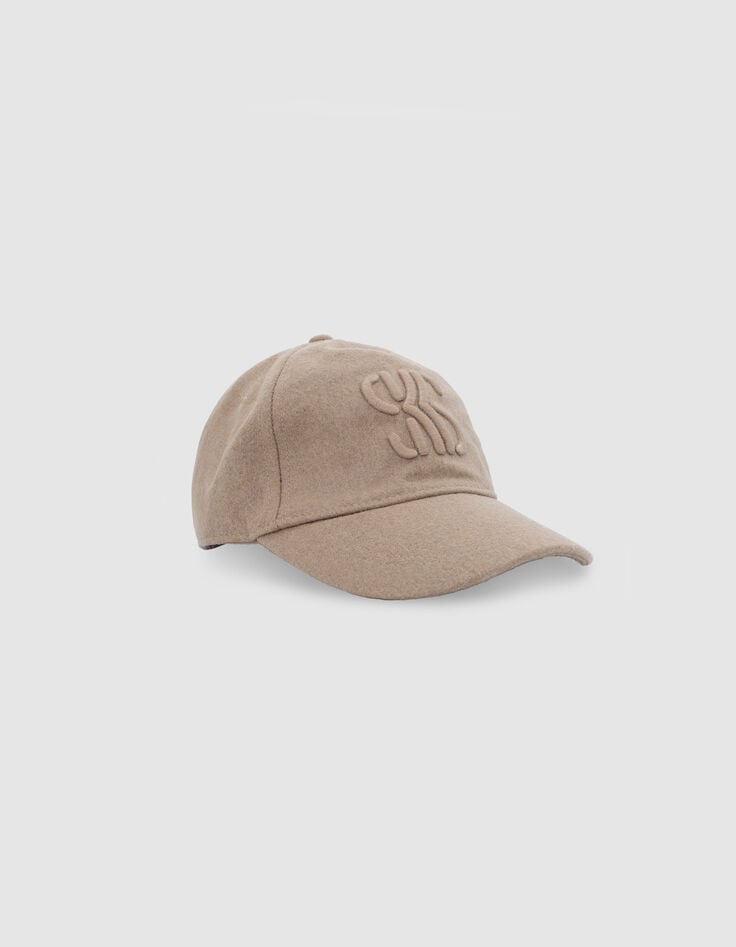 Beige pet met geborduurd monogram, meisje-1 Beige pet met geborduurd monogram, meisje-1
