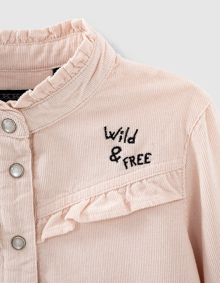 Camisa rosa pálido de pana fina bordada niña-5