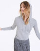Cardigan zippé gris à capuche visuel Love femme-1