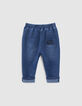 Vaquero medium blue punto knitlook bio bebé-3
