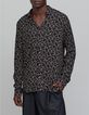 Men's black SLIM shirt with skull and flowers print-2