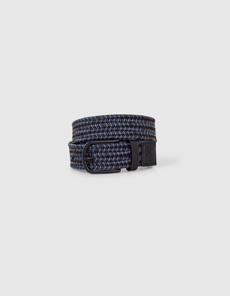 Ceinture noire tressée bleue garçon-1
