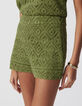 Short verde de ganchillo de algodón orgánico para Mujer-4