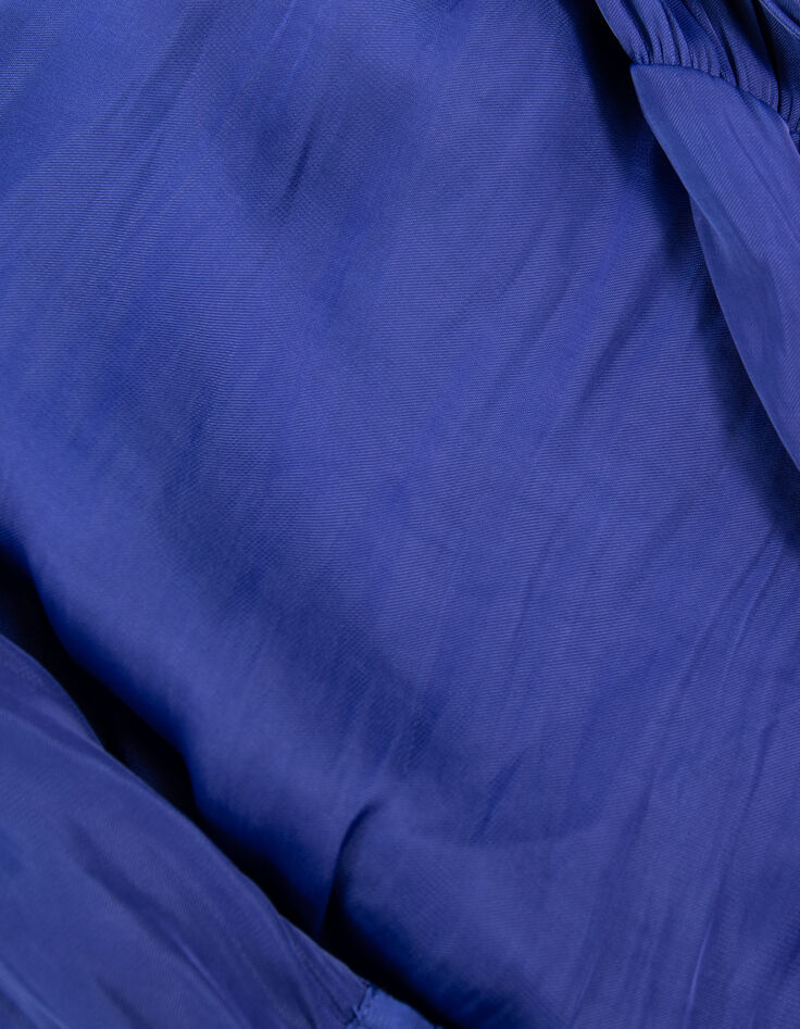Women's royal blue crumpled dress with butterfly sleeves-7