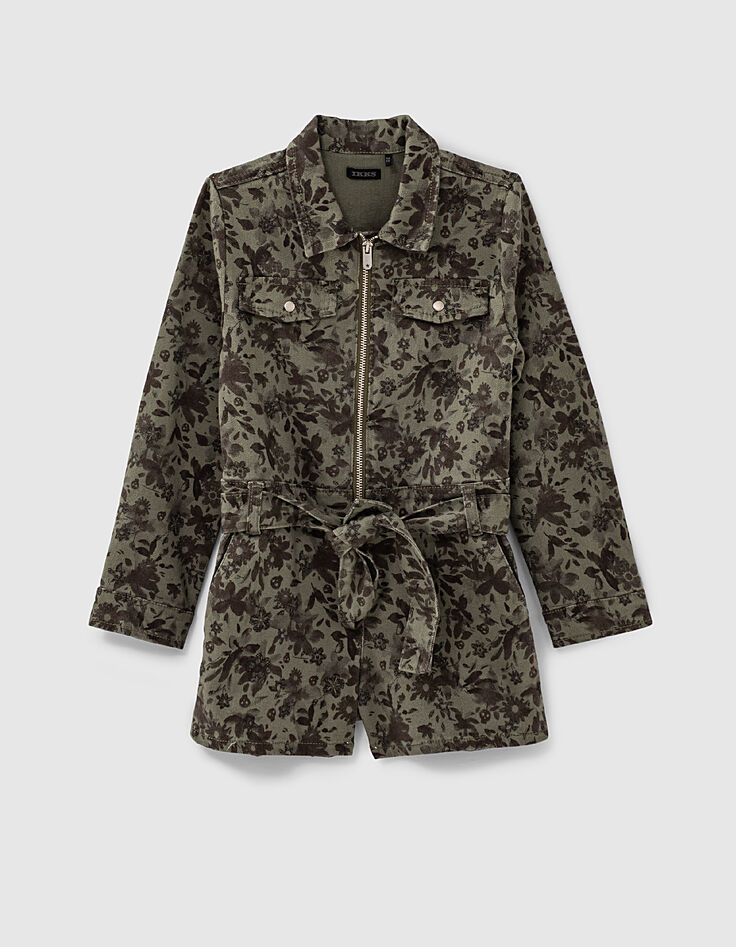 Combi short kaki imprimé camoufleurs fille-2 Combi short kaki imprimé camoufleurs fille-2