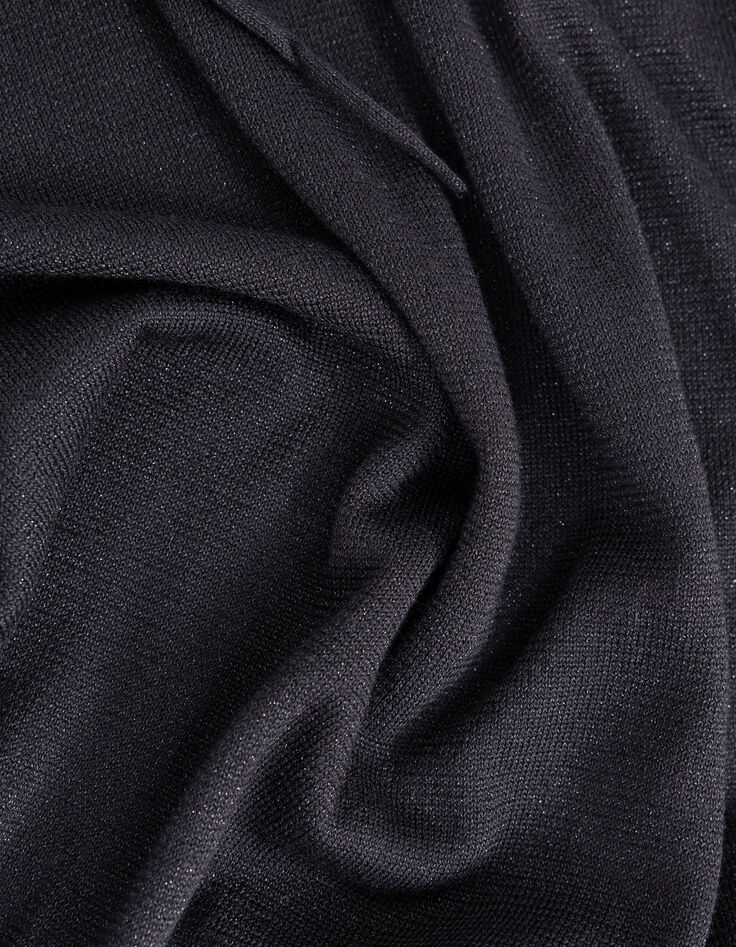 Pull à capuche noir tricot fin lurex Femme-6