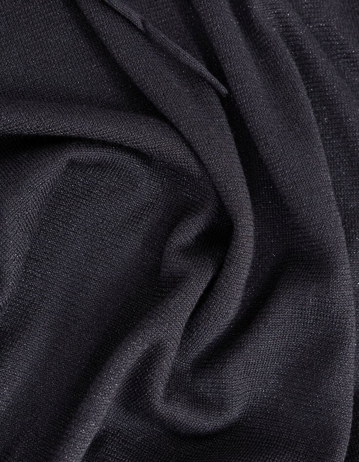 Pull à capuche noir tricot fin lurex Femme-6 Pull à capuche noir tricot fin lurex Femme-6