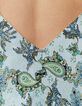 Women’s turquoise Paisley print viscose long dress-4
