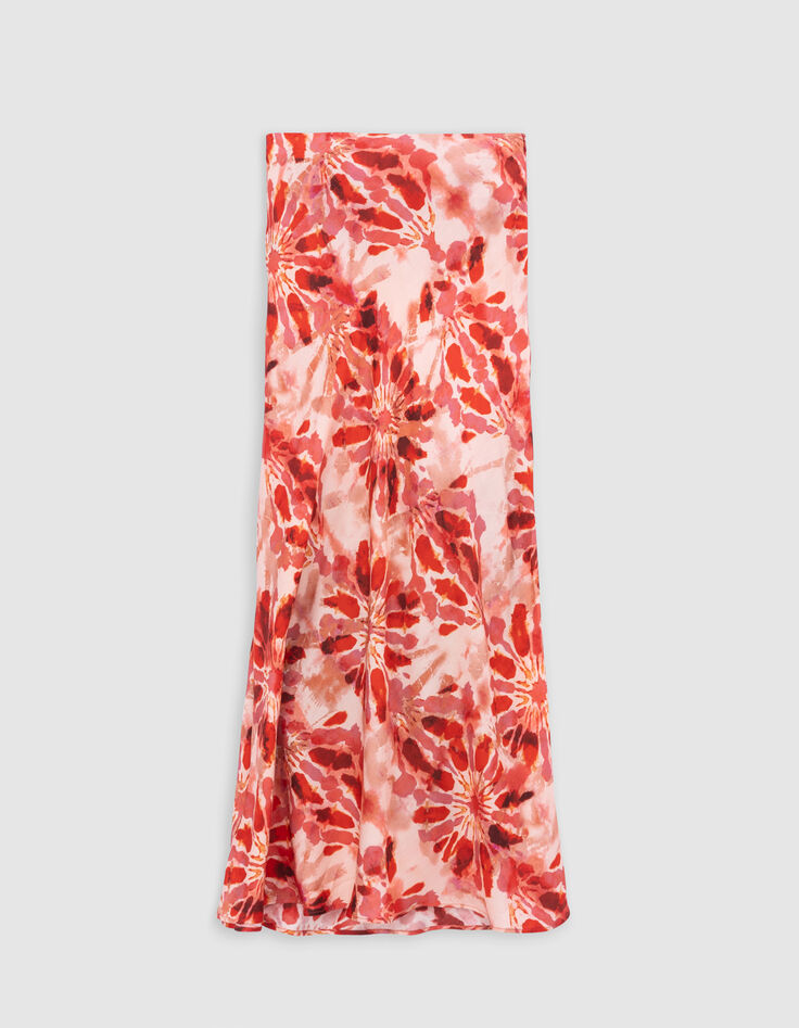 Jupe longue rouge imprimé batik Femme-6
