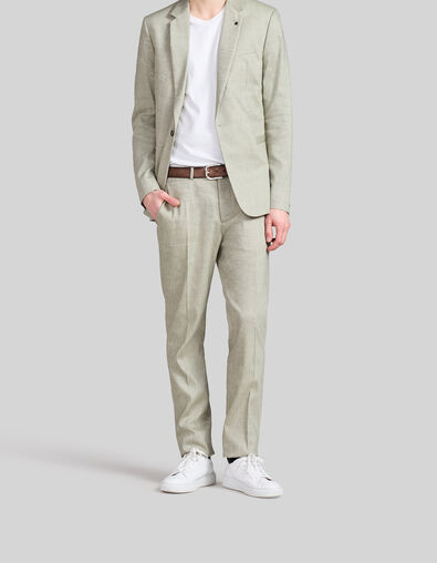 Veste de costume pistache lin m&eacute;lang&eacute; Homme - IKKS