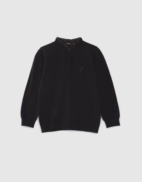 Jersey negro punto cuello tunecino niño - IKKS