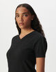 Pull noir tricot fin réversible devant dos-4