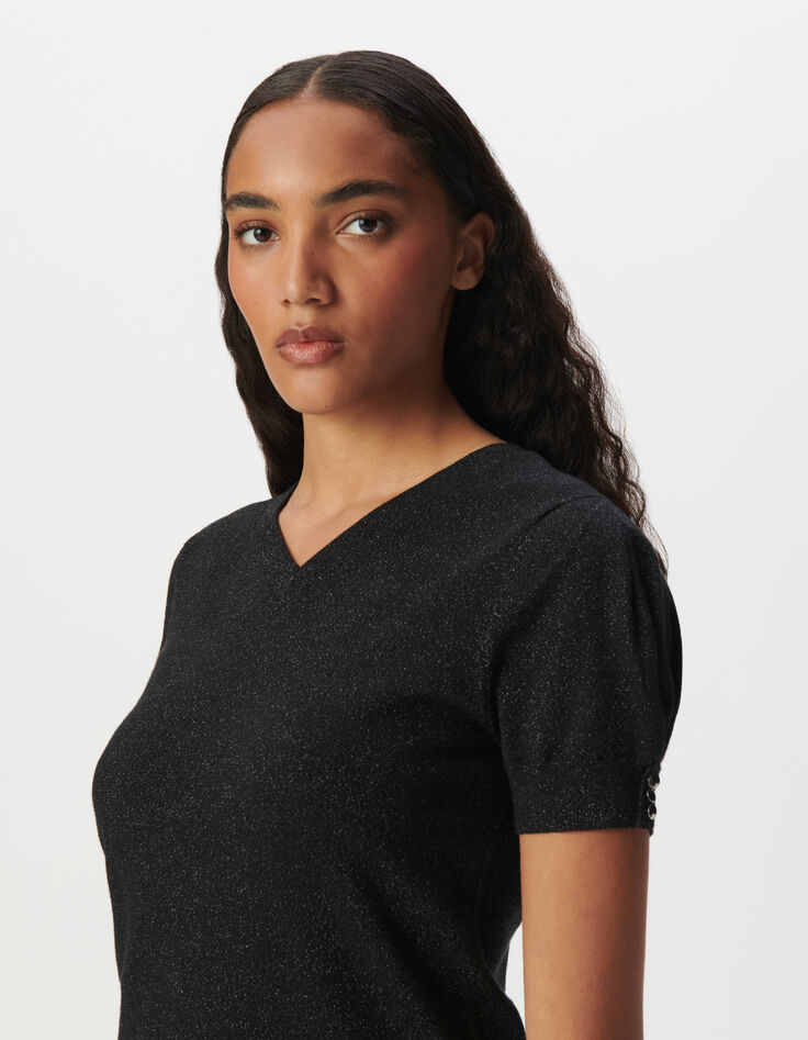 Pull noir tricot fin réversible devant dos-4