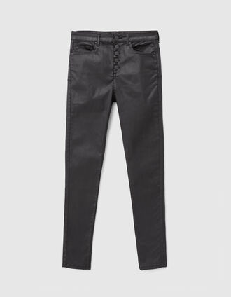 Women’s black coated high-waist slim jeans