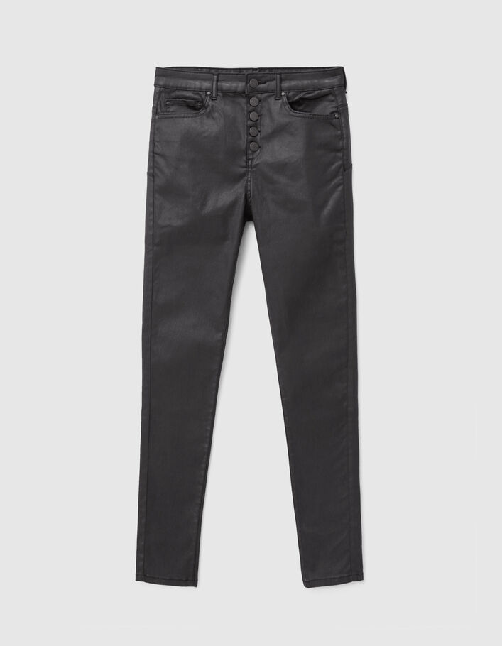 Zwarte gecoate slim jeans hoge taille Dames - IKKS
