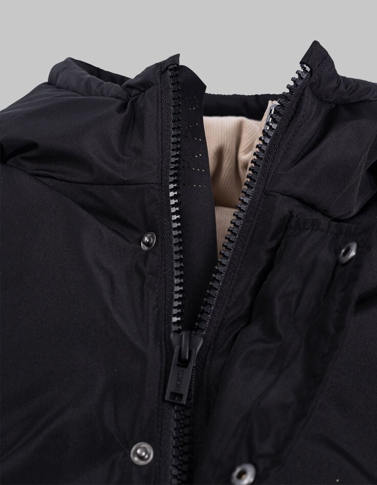 Parka negra 2 en 1 de niño con plumón de terciopelo-9