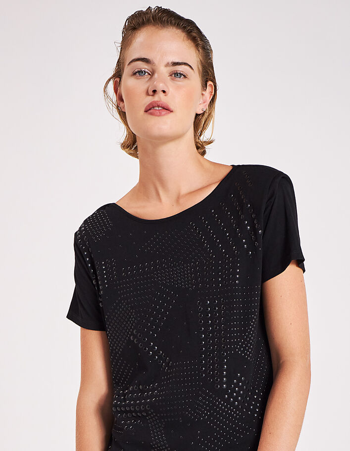 Women’s black cotton modal Vneck Tshirt + patches