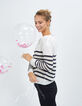 Pull marinière blanc cassé rayé marine et or I.Code-1