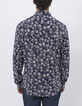 Marineblaues Herrenhemd im SLIM-Fit mit Blumenprint-3