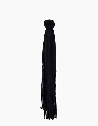 Women's black fringed scarf - IKKS