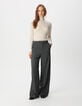 Pull col roul&eacute; blanc tricot fin c&ocirc;tel&eacute; 100% laine Femme-5