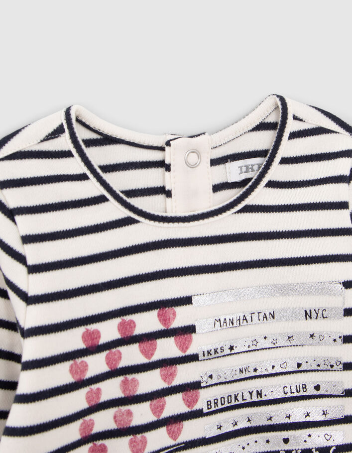 Baby girls’ sailor-stripe organic cotton T-shirt with flag-4