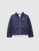 Plumas reversible plata y navy reciclado niña-1