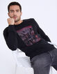 Sweat molleton noir brodé palmiers Homme-1