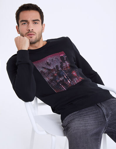 Men’s black sweatshirt, palm tree embroidery - IKKS