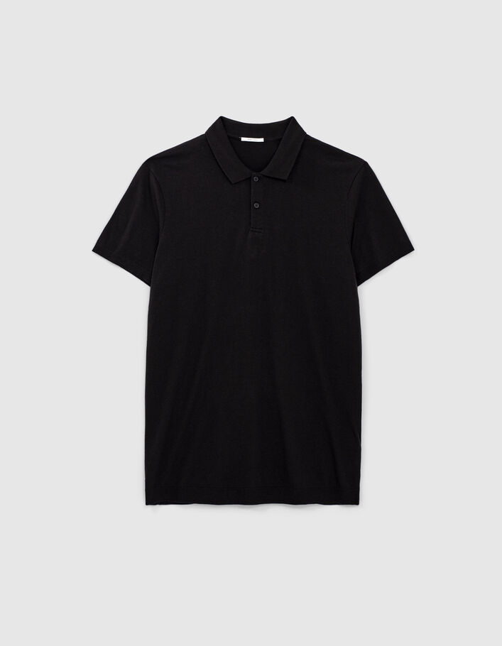 Men’s black cotton modal polo shirt