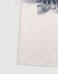 Boys’ beige marl T-shirt with IKKS flocked rubber logo-5