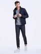 Men's navy nylon mid-length jacket-7