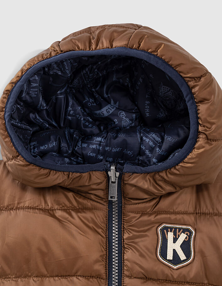 Boys’ navy tattoo/cognac reversible padded jacket - IKKS