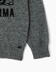Pull gris chiné à capuche flocage tigre Good Karma garçon -5
