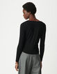 Camiseta negra con cuello en V para Mujer-4
