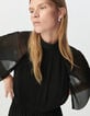 Vestido negro gasa plisada largo midi mujer-7 Vestido negro gasa plisada largo midi mujer-7