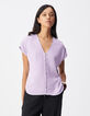 Dames Omkeerbare lila top met korte mouwen voor/achter-2
