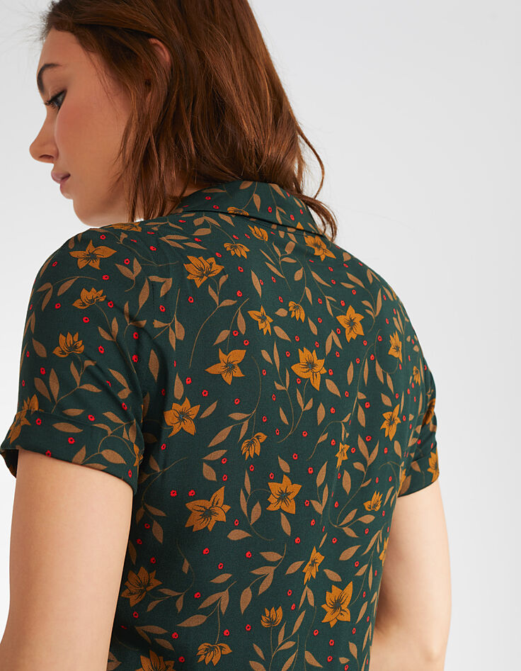Robe vert pinegreen imprimé Fleurs Rock I.Code-5