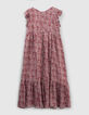 Robe longue fuchsia imprimé fleurs fille-3