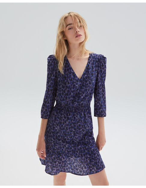Women’s navy recycled tachist print dress