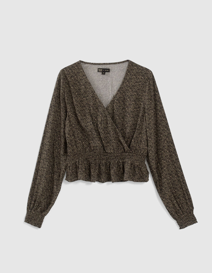 Blouse kaki LENZING™ ECOVERO™ imprimé léopard fille-1