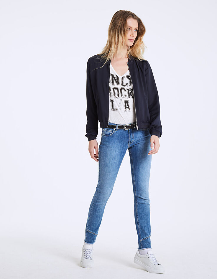 Bombers marine en crêpe réversible léopard femme-7