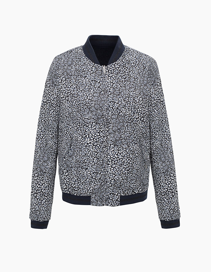 Bombers marine en crêpe réversible léopard femme-2