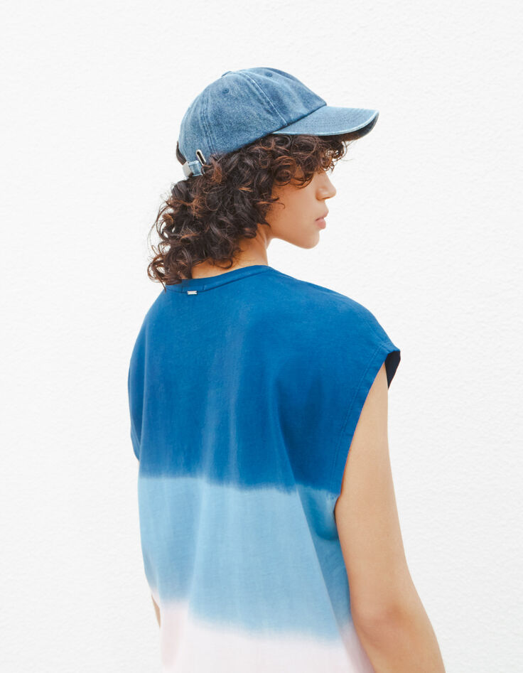 Damenshirtkleid aus Jersey mit blau-rosa Tie-Dye-Optik-3