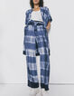 Pantalon en viscose finition tie & dye bleu et blanc femme-1