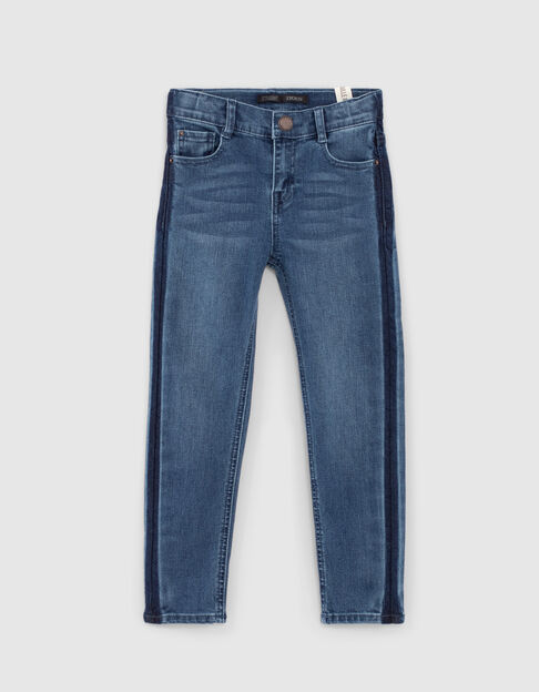 Boys’ medium blue straight jeans with lines down sides - IKKS