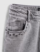 Girls’ light grey studded organic mom jeans-4