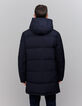 Men's long navy quilted down jacket-3