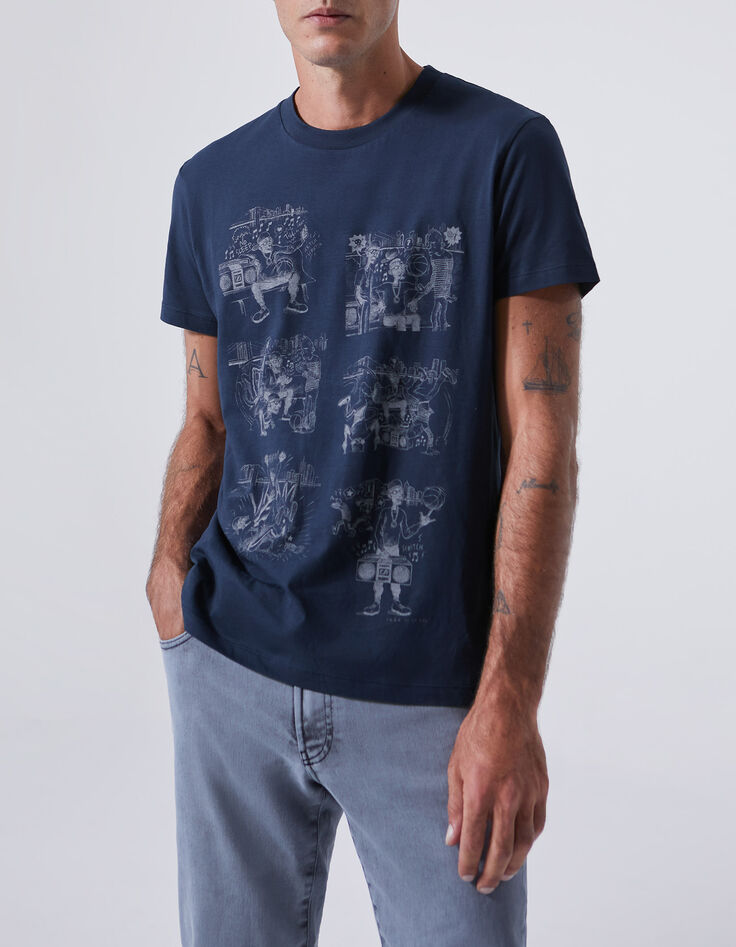 Marine T-shirt Hip-Hop stripopdruk Heren-1