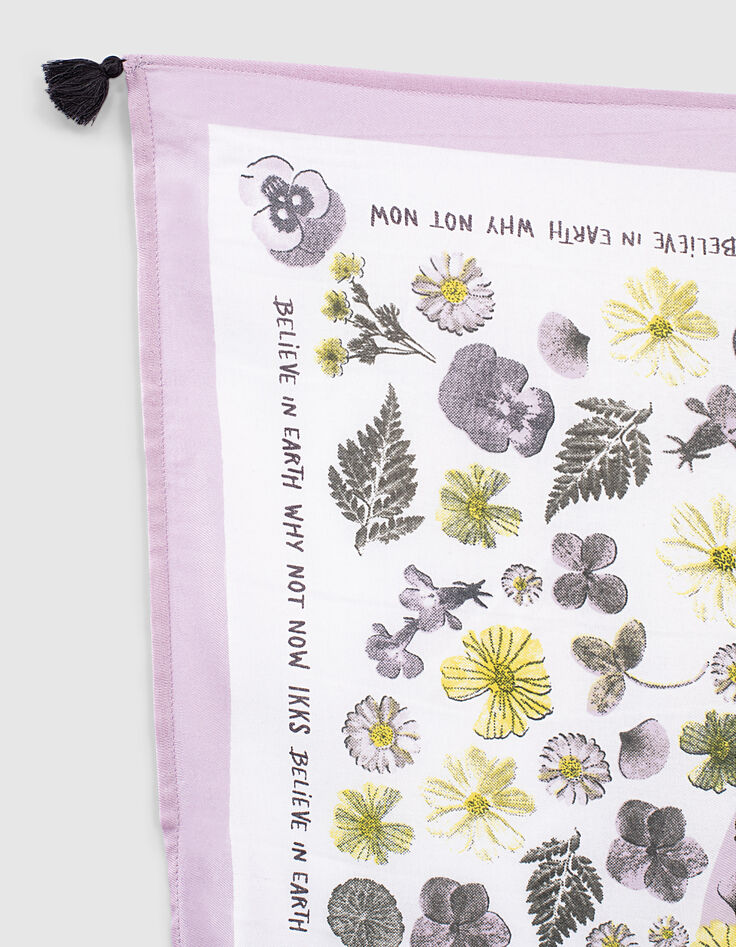 Girls’ ecru flower print square scarf-4